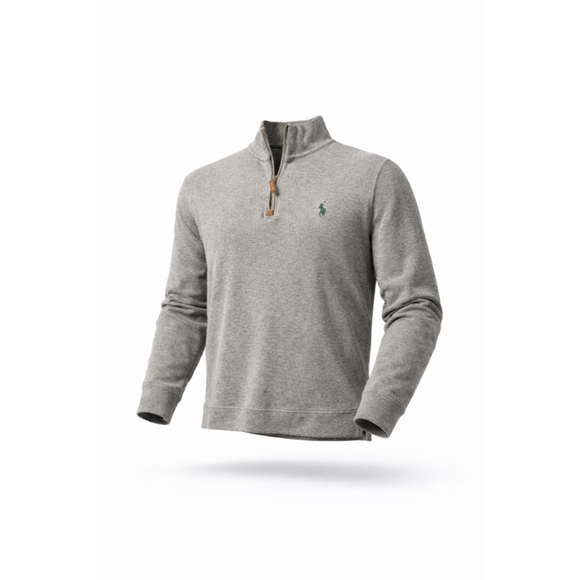 Polo Ralph Lauren Other - Polo Ralph Lauren Men’s Heather Gray Quarter-Zip Sweater Green Logo Sz L
